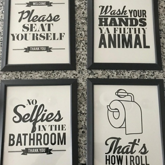 Bath 4 Framed Funny Bathroom Sayings Poshmark